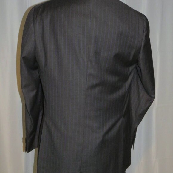 ISAIA Gregorio Super 160 Gray Striped Current Two Button Suit 44L - Picture 11 of 16